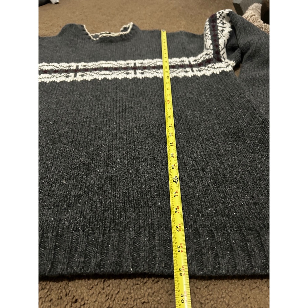 Eddie Bauer Mens XL Tall Gray Fair Isle Cotton Lambswool Knit Sweater Japan - Picture 7 of 8
